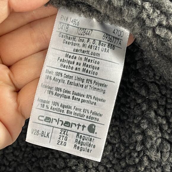 Carhartt Vest Mens 2XL Black Sherpa Lined Duck Canvas V26 Workwear Rugged - Picture 6 of 14